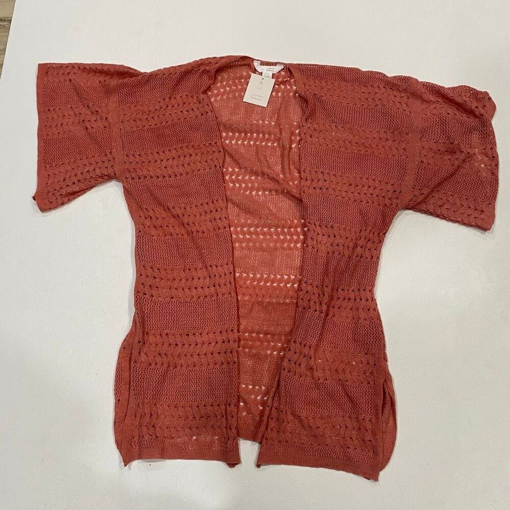 NWT Lauren Conrad Rust Open Knit Cardigan Kimono Sweater Women’s Size L
